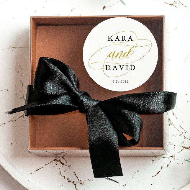 Sticker Rond Mariage classique glamour Faux Gold (Créateur téléchargé)