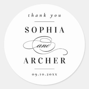 Sticker Rond Mariage Classique Noir et Blanc