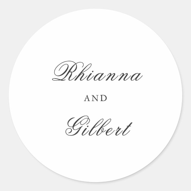 Sticker Rond Mariage Classique Noir et Blanc Intemporel (Devant)