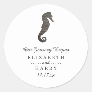Sticker Rond Mariage Clay Seahorse Beach