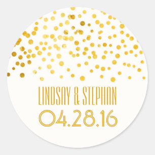 Sticker Rond Mariage Confetti Gold Foil