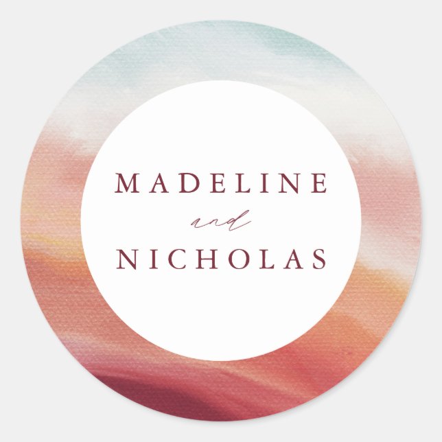 Sticker Rond Mariage couleur Abstrait Aquarelle (Devant)