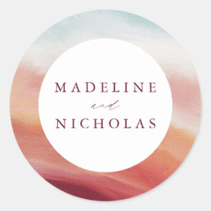 Sticker Rond Mariage couleur Abstrait Aquarelle
