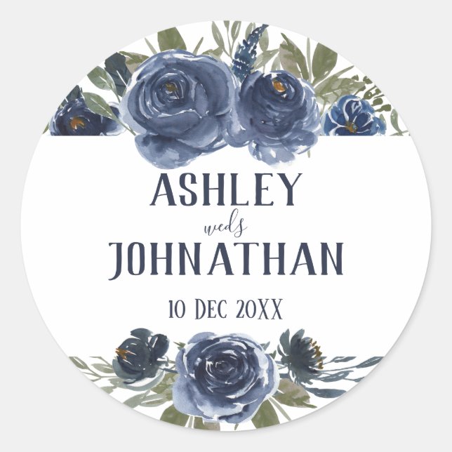 Sticker Rond Mariage couleur bleu marine (Devant)
