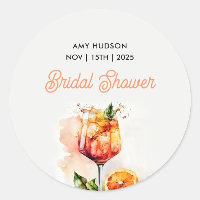 Sticker Rond Mariage coup de foudre Spritz Baby Shower (Devant)
