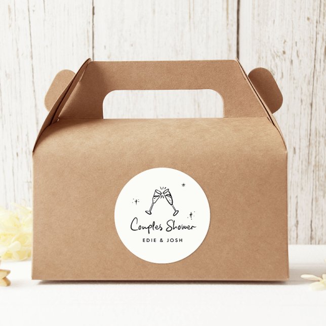 Sticker Rond Mariage couple moderne naturel élégant écrit à la  (Créateur téléchargé)