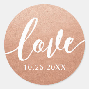Sticker Rond Mariage cuivre Calligraphie Aimer Favoriser le pho
