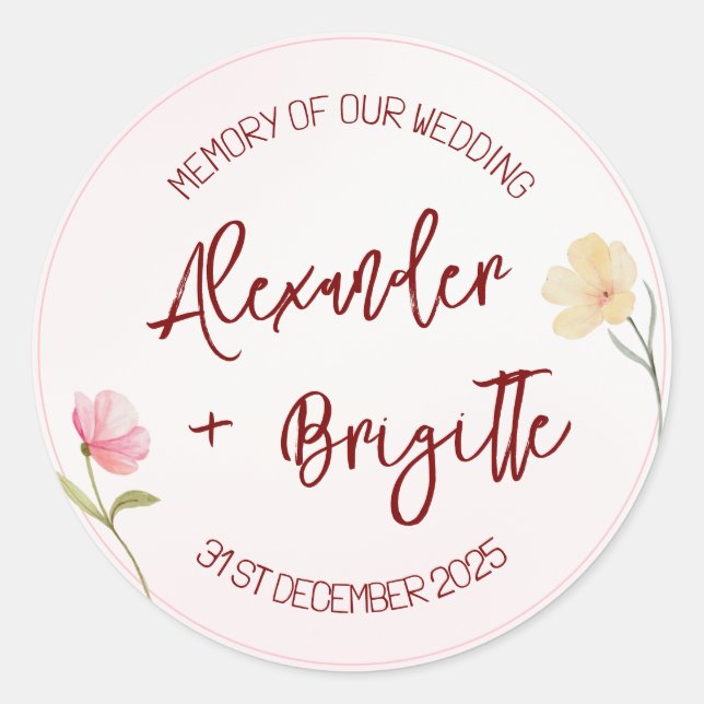 Sticker Rond Mariage d'Alexander et Brigitte (Devant)