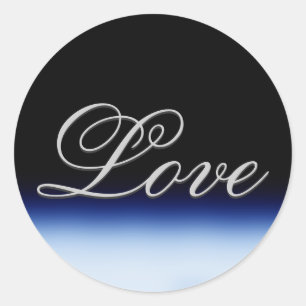 Sticker Rond Mariage d'amour noir bleu sophistiqué