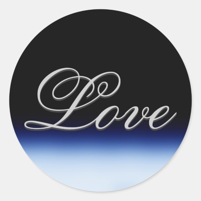 Sticker Rond Mariage d'amour noir bleu sophistiqué (Devant)