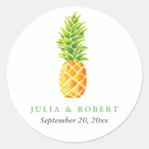 Sticker Rond Mariage d'ananas aquarelle