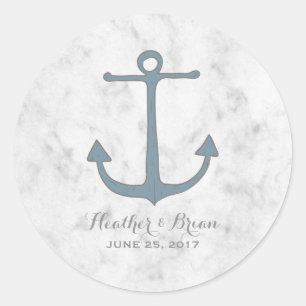 Sticker Rond Mariage d'Ancres Blue Rustic