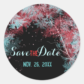 Sticker Rond Mariage dans la forêt étoilée Enregistrer la date