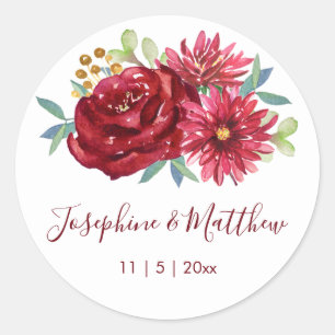 Sticker Rond Mariage d'aquarelle Bourgogne