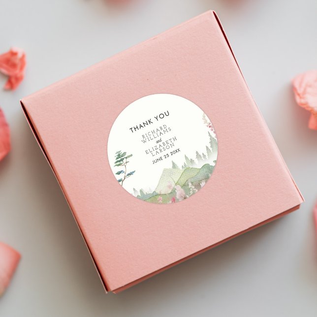 Sticker Rond Mariage d'aquarelle fleur sauvage Mountain (Créateur téléchargé)