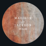 Sticker Rond Mariage d'aquarelle gris orange d'automne<br><div class="desc">Automne Orange Grey Aquarelle Design simple et moderne. Parfait pour Monogramme de mariage d'automne ou d'hiver Favoriser les autocollants Avec une police de caractères à la main à la mode! ~ Regardez ma boutique pour voir toute la collection de mariages avec ce design!</div>