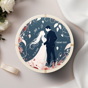 Sticker Rond Mariage d'aquarelle unique en couple