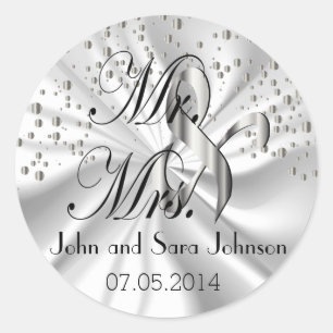 Sticker Rond Mariage d'argent pour M. & Mme.   Personnaliser