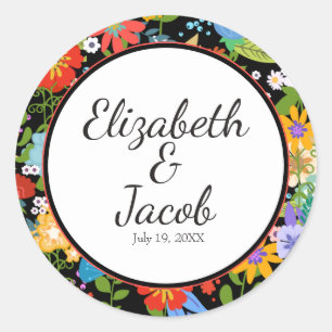 Sticker Rond Mariage d'Art Populaire Mexicain
