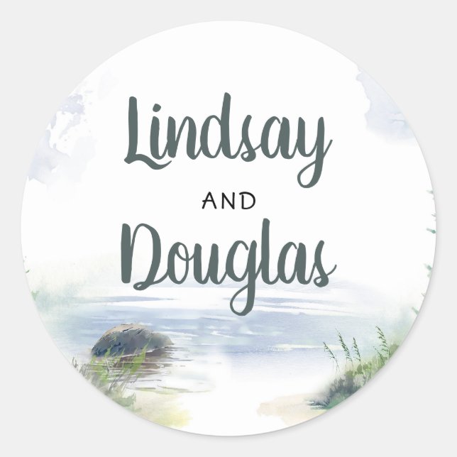 Sticker Rond Mariage d'aventure du lac Mountains (Devant)