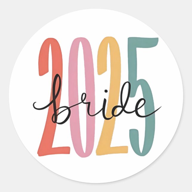 Sticker Rond Mariage de 2025 de la mariée Mariage (Devant)