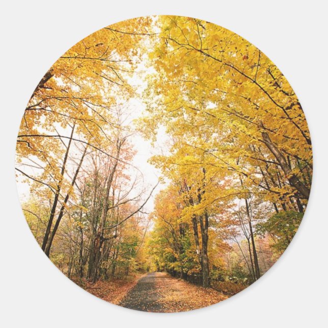 Sticker Rond Mariage de automne Automne Mariage Invitations Pho (Devant)