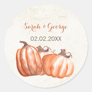 Sticker Rond mariage de automne citrouille aquarelle en faveur 