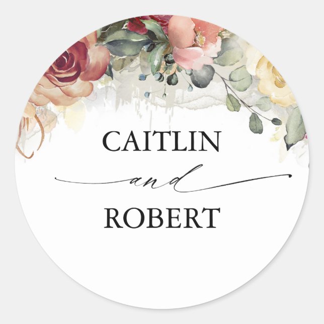 Sticker Rond Mariage de automne de fleurs rustiques (Devant)