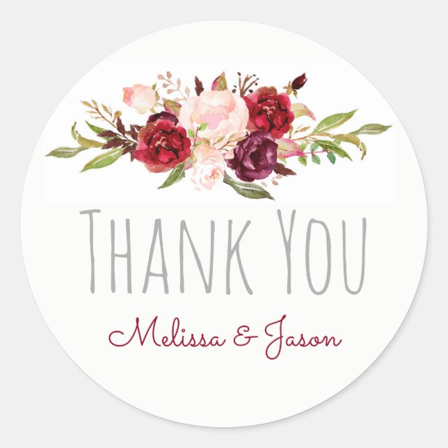 Sticker Rond mariage de automne romantique aquarelle fleurs mer (Devant)