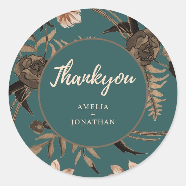 Sticker Rond mariage de automne turquoise  orange de terre cuit (Devant)