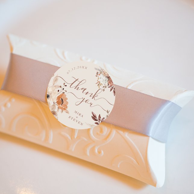 Sticker Rond Mariage de automne whimsical bohème merci (Créateur téléchargé)