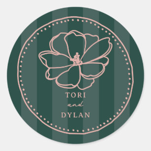 Sticker Rond Mariage de bande vert fleur