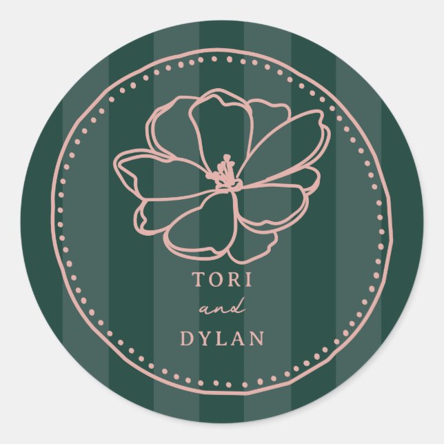 Sticker Rond Mariage de bande vert fleur (Devant)