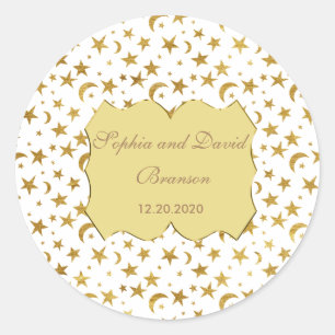 Sticker Rond Mariage de bille Mariage de ruban d'or personnalis