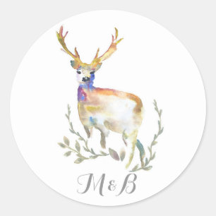 Sticker Rond Mariage de bois rustique de cerfs