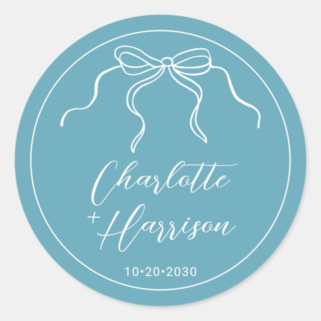 Sticker Rond Mariage de bordure de ruban de script Whimsical (Devant)