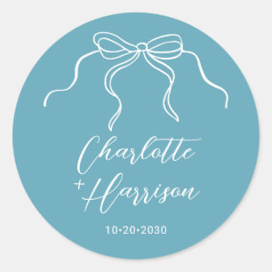 Sticker Rond Mariage de bordure de ruban de script Whimsical
