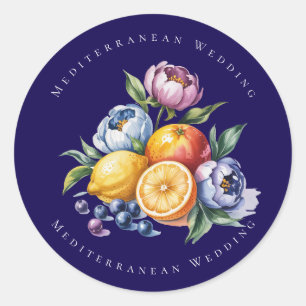 Sticker Rond Mariage de bouquet Citrus méditerranéen