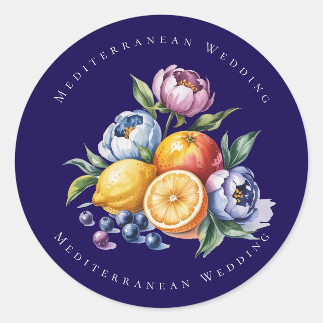 Sticker Rond Mariage de bouquet Citrus méditerranéen (Devant)