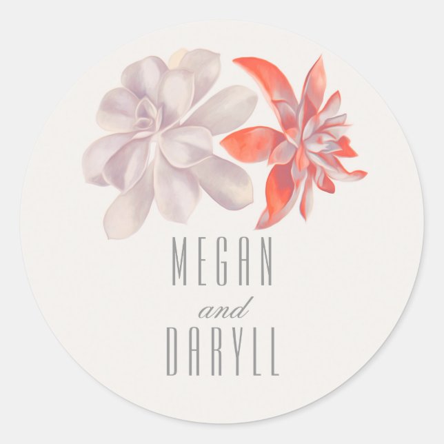 Sticker Rond Mariage de bouquet fleuri Succulent (Devant)