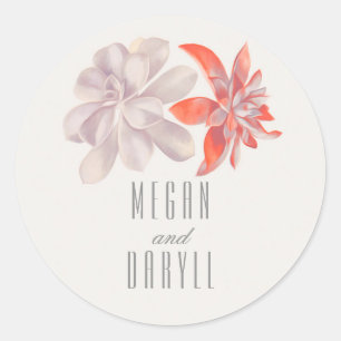 Sticker Rond Mariage de bouquet fleuri Succulent