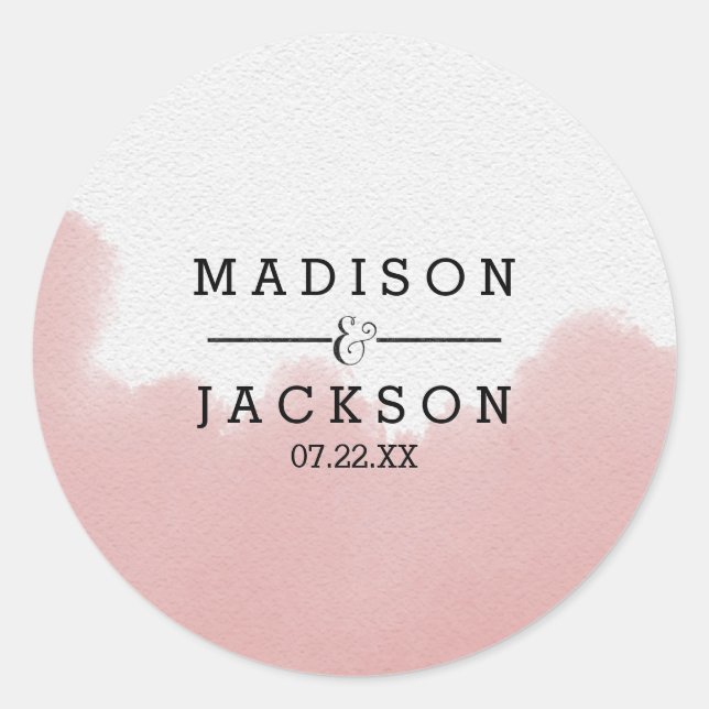 Sticker Rond Mariage de brosses à l'aquarelle de corail de pêch (Devant)