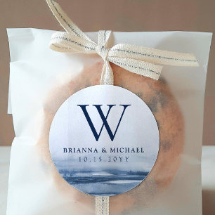 Sticker Rond Mariage de brouillard de Lake Harbour   Monogramme