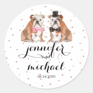 Sticker Rond Mariage de Bulldog anglais