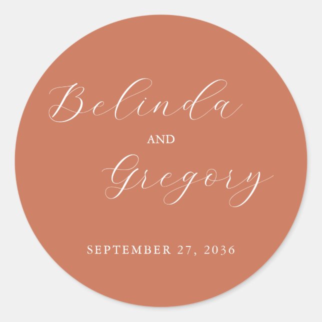 Sticker Rond Mariage de calligraphie de script élégant en terre (Devant)