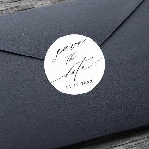 Sticker Rond Mariage de calligraphie élégant Enregistrer la dat