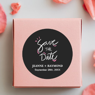 Sticker Rond Mariage de calligraphie élégant Noir Enregistrer l