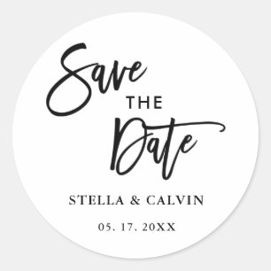 Sticker Rond Mariage de calligraphie moderne Sauvez la date