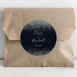 Sticker Rond Mariage de calligraphie Silver Confetti