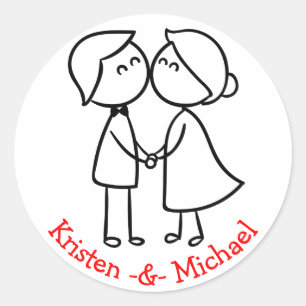 Sticker Rond Mariage De Cartographie Personnalisé De Mariée Et